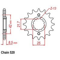 Sprocket Front Std 16T for 520# Chain