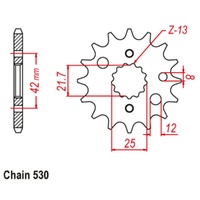 Sprocket Front Std 14T for 530# Chain