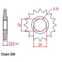 Sprocket Front Std 16T for 530# Chain