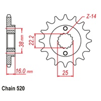 Sprocket Front Std 15T for 525# Chain