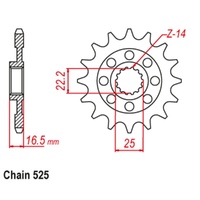 Sprocket Front Conv 525-14T