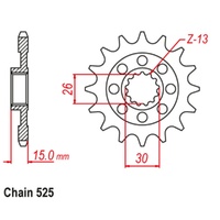 Sprocket Front Std 17T for 525# Chain