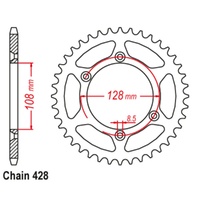 Sprocket Rear Steel 428-54T