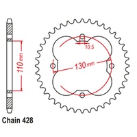 Sprocket Rear Steel 428-50T