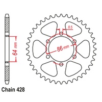 Sprocket Rear Steel 428-48T