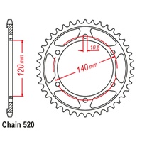 Sprocket Rear Conv Steel 520-44T