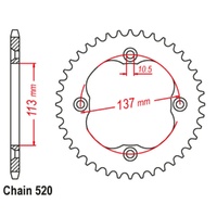 Sprocket Rear Steel 520-38T