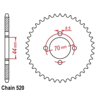 Sprocket Rear Steel 520-22T