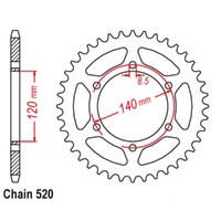 Sprocket Rear Conv Steel 520-38T