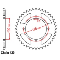 Sprocket Rear Steel 420-47T