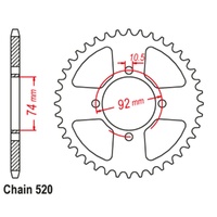 Sprocket Rear Steel 520-42T