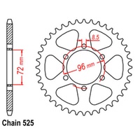 Sprocket Rear Steel 525-39T