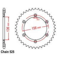 Sprocket Rear Steel 525-44T