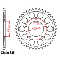 Sprocket Rear Steel 525-44T