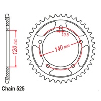 Sprocket Rear Steel 525-45T