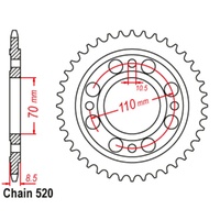Sprocket Rear Steel 520-44T