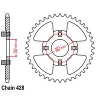 Sprocket Rear Steel 428-42T