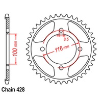 Sprocket Rear Steel 428-50T