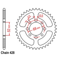 Sprocket Rear Conv Steel 428-32T