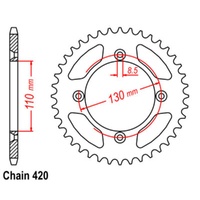 Sprocket Rear Steel 420-45T