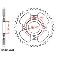 Sprocket Rear Steel 428-44T