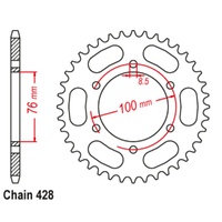 Sprocket Rear Steel 428-44T