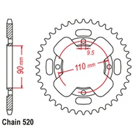 Sprocket Rear Steel 520-38T