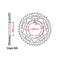 Sprocket Rear Steel 525-44T