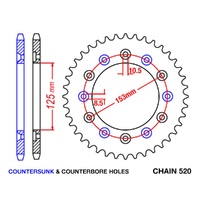 Sprocket Rear Steel 520-38T