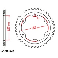 Sprocket Rear Steel 525-38T