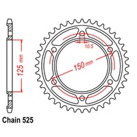 Sprocket Rear Steel 525-42T