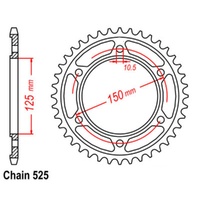 Sprocket Rear Std 42T for 525# Chain
