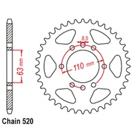 Sprocket Rear Steel 520-45T