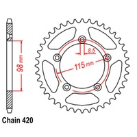 Sprocket Rear Steel 420-46T