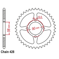 Sprocket Rear Steel 428-44T