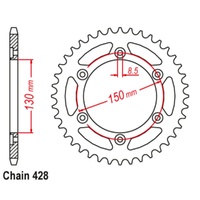 Sprocket Rear Steel 428-54T
