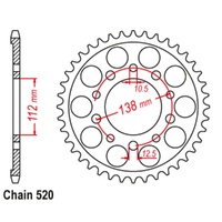 Sprocket Rear Conv Steel 520-39T