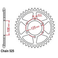 Sprocket Rear Steel 525-37T