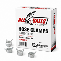 Hose Clamps - Band Type - 8mm to 12mm ID - 4 Packs