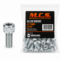 Bolts - Allen - Zinc - M4 - 10mm to 15mm - 25 Packs