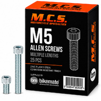 Screws - Allen - Zinc - M5 - 10mm to 50mm - 25 Packs