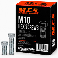 Screws - Hex - Zinc - M10 - 20mm to 30mm - 25 Packs
