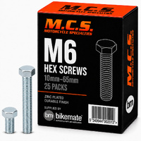 Screws - Hex - Zinc - M6 - 10mm to 65mm - 25 Packs