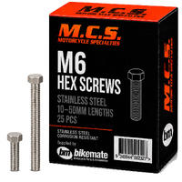 Screws - Hex - Stainless - M6 - 10mm to 50mm - 25 Packs