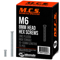 Screws - Hex 8mm Head - Zinc High Tensile - M6 - 10mm to 55mm - 25 Packs