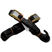 Tie Down - 25mm - Strap / Soft Hook - Black - Pair