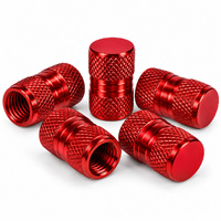 Valve Caps Alloy - Red - 5 Pack