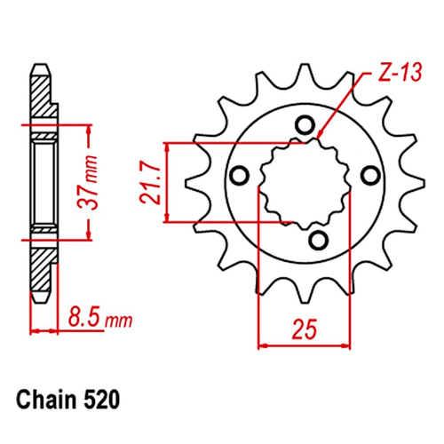 Sprocket Front Conv 520-17T