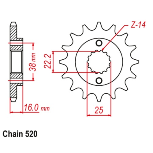 Sprocket Front Conv 520-16T