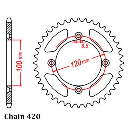 Sprocket Rear Steel 420-45T